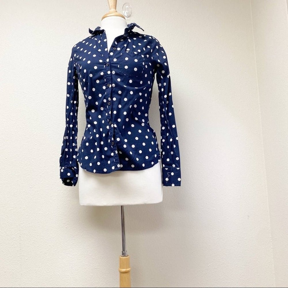 Merona Blue Polka Dot Button Down S
